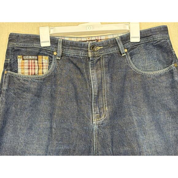Ecko Unltd Men’s Size 38 Baggy Denim Shorts Hip-Hop Streetwear Blue - Picture 2 of 10